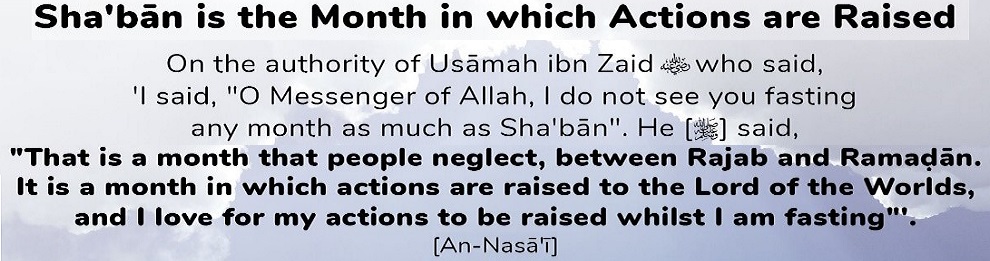 Shaban , the month which action are raised